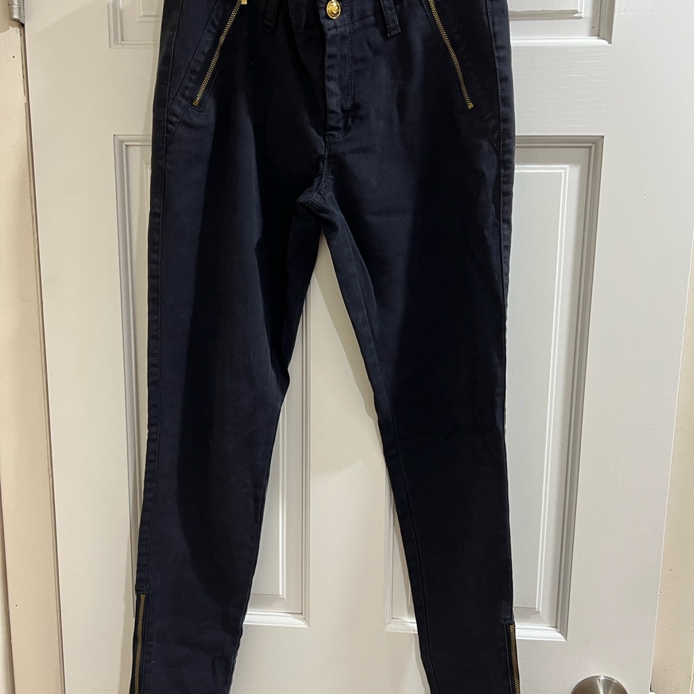 MICHAEL Michael Kors Black Pants with Gold Button